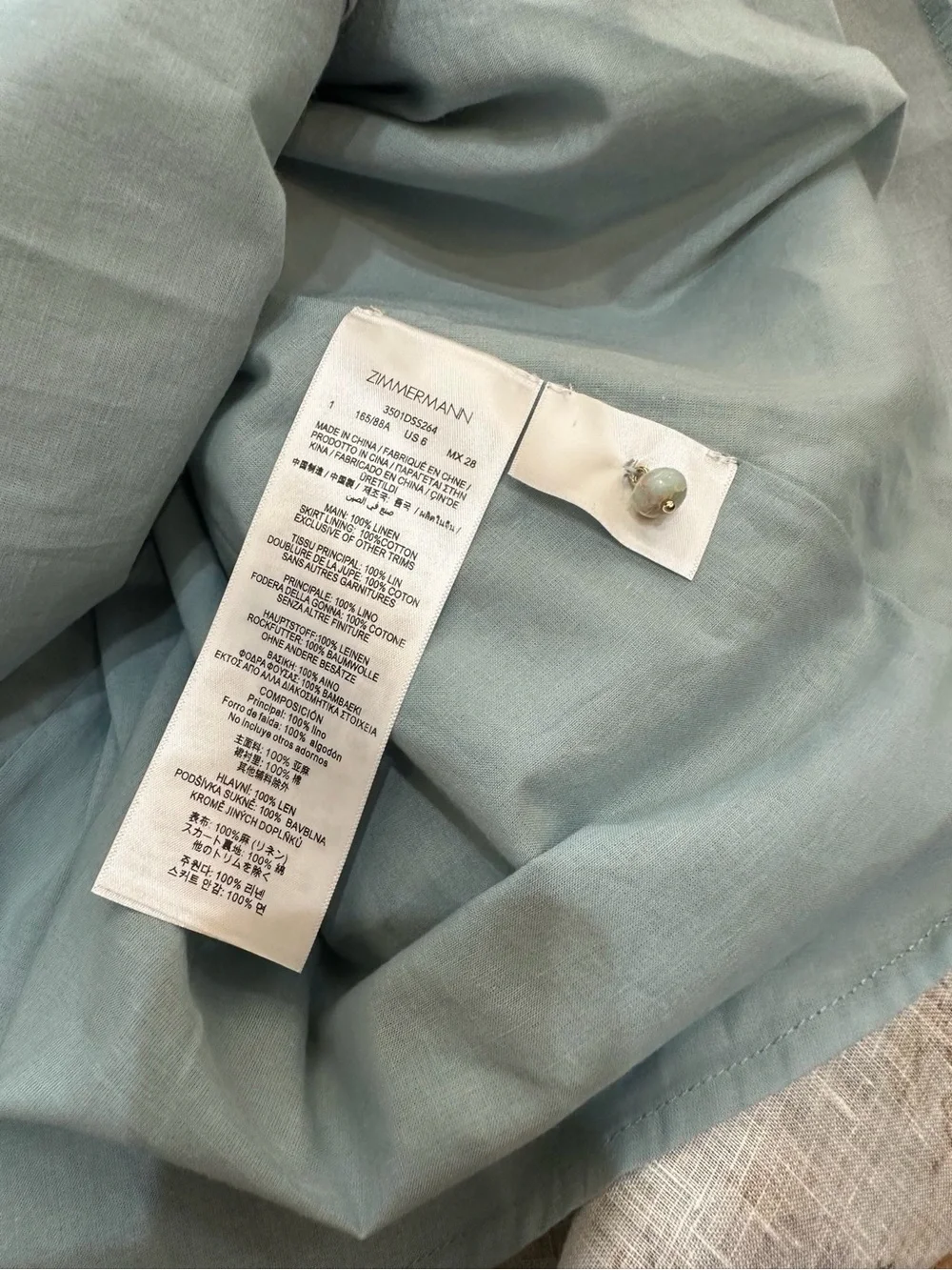 NWOT Zimmermann Roselight Plunge Linen Midi Dress Blue Floral, Size AU 0/1/2/3 - Picture 14 of 16